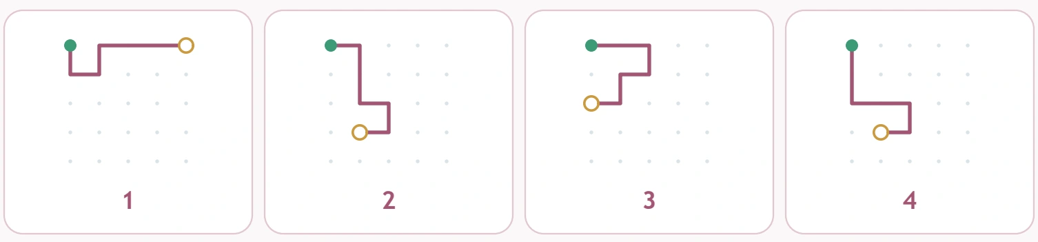 Exact Path Detective — choices one through four Four numbered routes form the first response row.