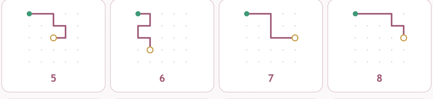Exact Path Detective — choices five through eight The second choice row includes the matching path at position eight.