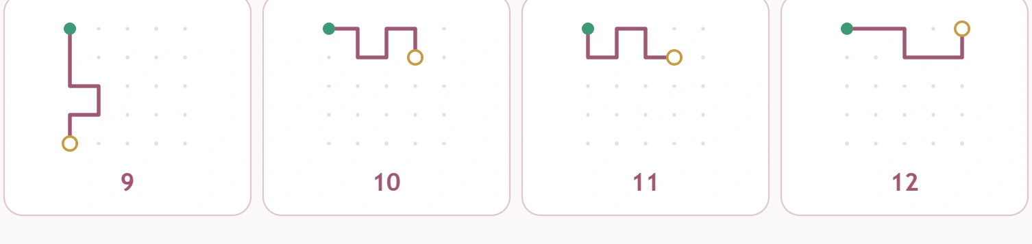 Exact Path Detective — choices nine through twelve The final row offers additional bends and endpoint arrangements.
