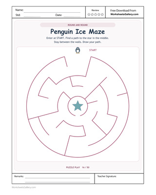 Penguin Round Maze: 6 Cool Turns Towards the Star