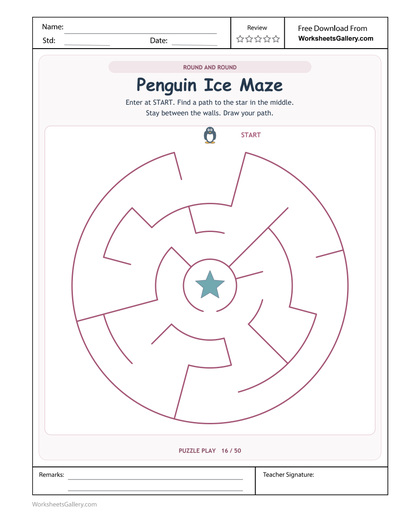 Penguin Round Maze: 6 Cool Turns Towards the Star