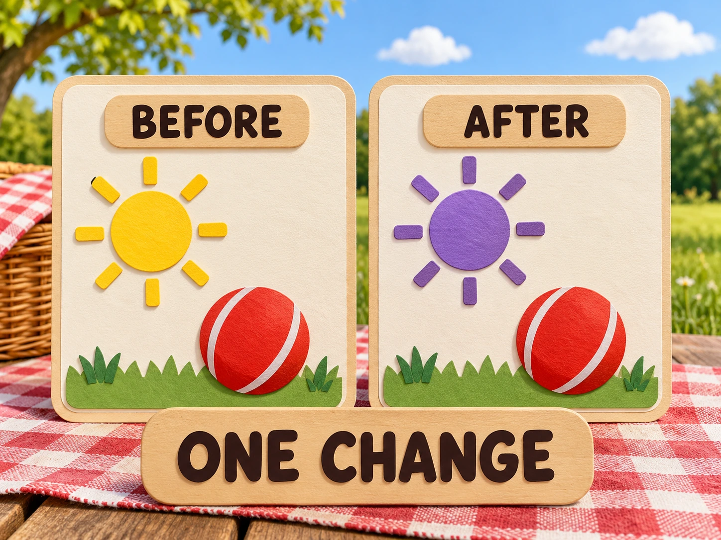 A small picnic example isolates one changed sun colour