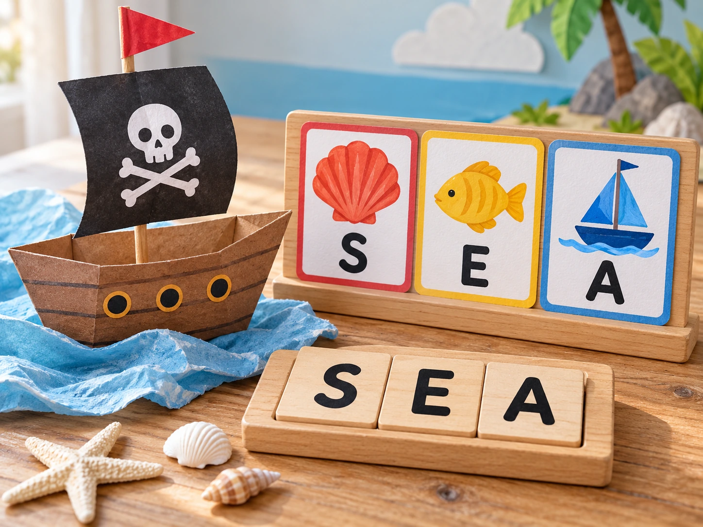 A seaside symbol key reveals the complete word SEA