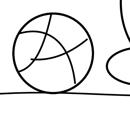 Ball outline divided by curved crossing sections