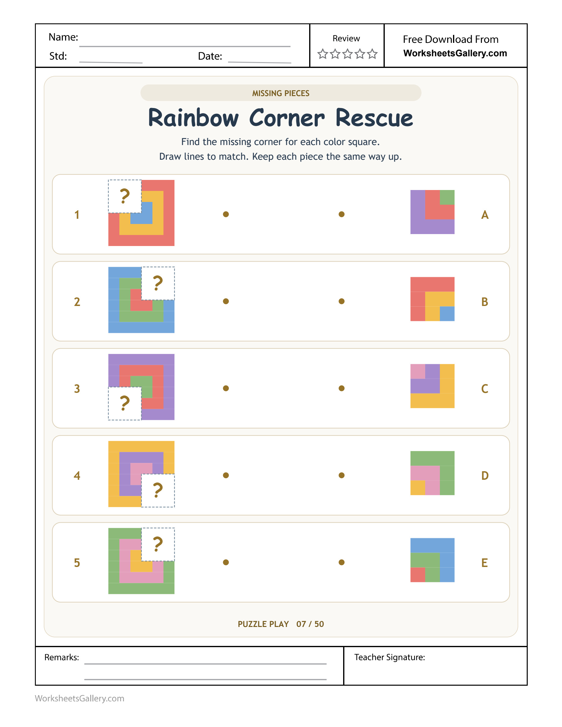 Rainbow Corner Match: 5 Bright Keep-It-Upright Puzzles