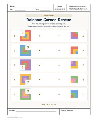 Rainbow Corner Match: 5 Bright Keep-It-Upright Puzzles