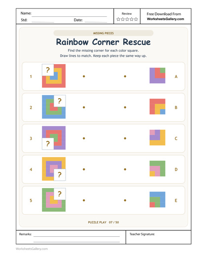 Rainbow Corner Match: 5 Bright Keep-It-Upright Puzzles