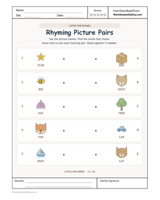 Picture Rhyme Partners: 5 Delightful Sound Matches