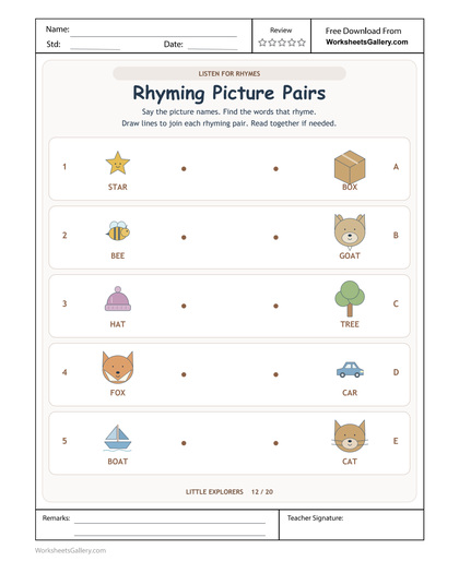 Picture Rhyme Partners: 5 Delightful Sound Matches