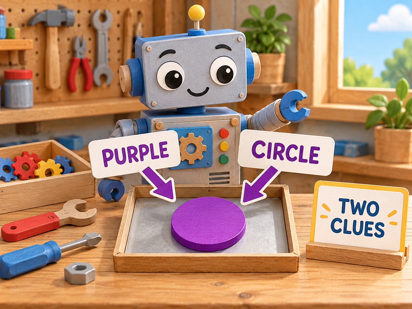 A single repair part satisfies both PURPLE and CIRCLE clues