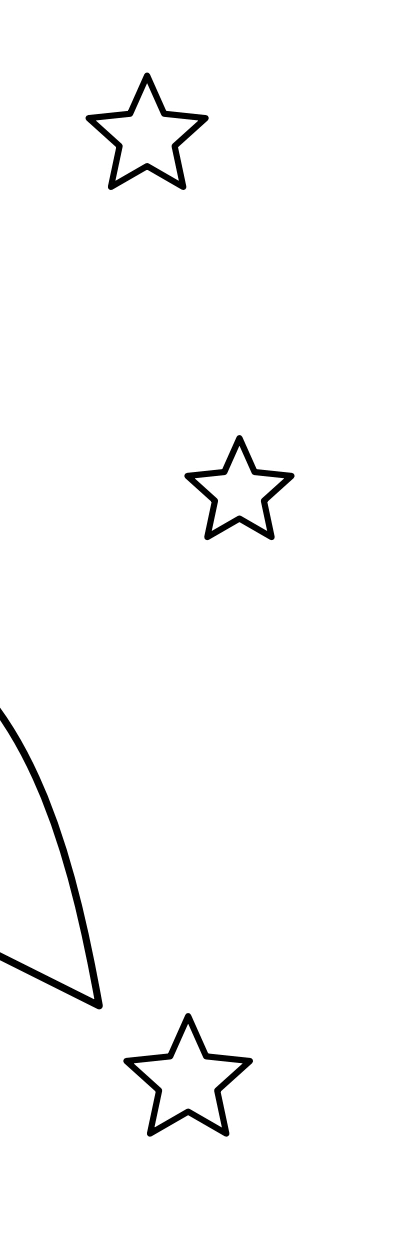 Choose how much attention the small stars receive Three pointed stars along the right side of the rocket