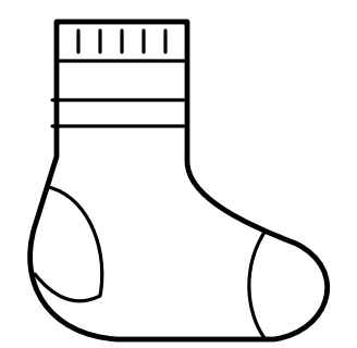 The worksheet sock provides the intended S beginning-word answer Original outlined sock with a ribbed cuff, heel patch and rounded toe from the lower-left picture choice