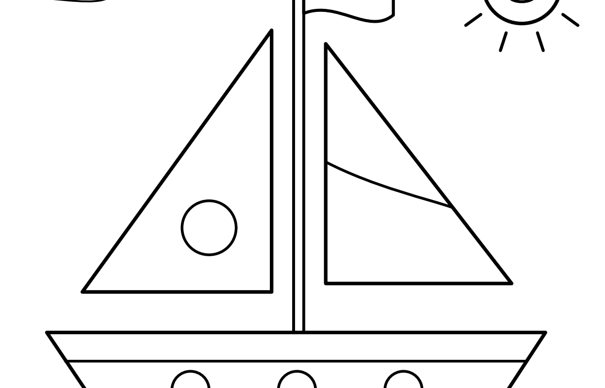 Two triangular sail areas beside a mast and flag
