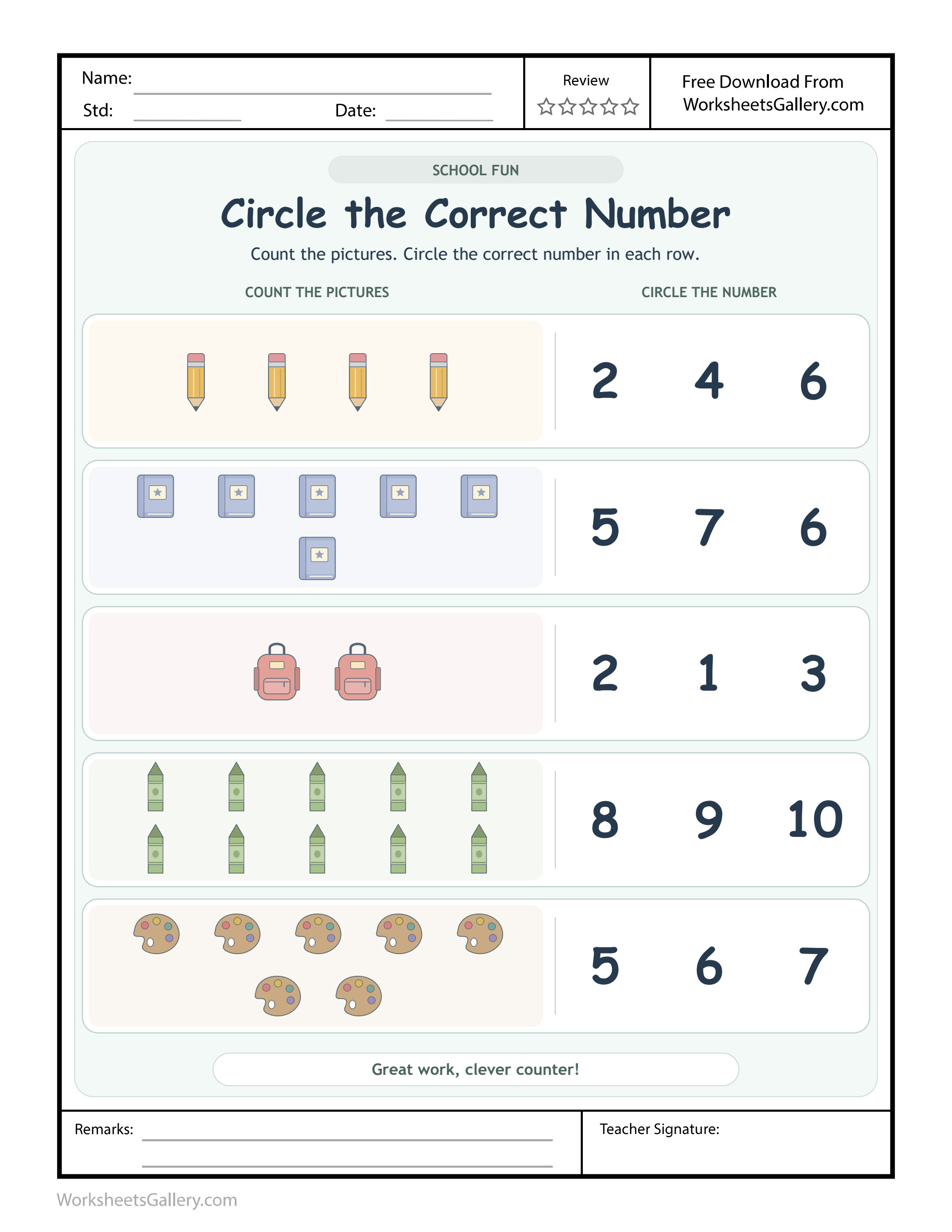 School Supply Count: 5 Brilliant Art-Table Number Tasks