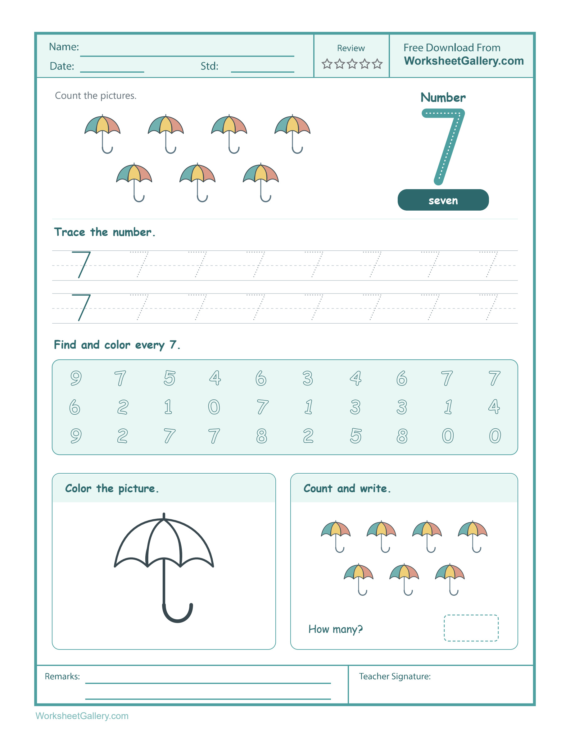 Number 7 Worksheet: 5 Brilliant Rainy-Day Discoveries