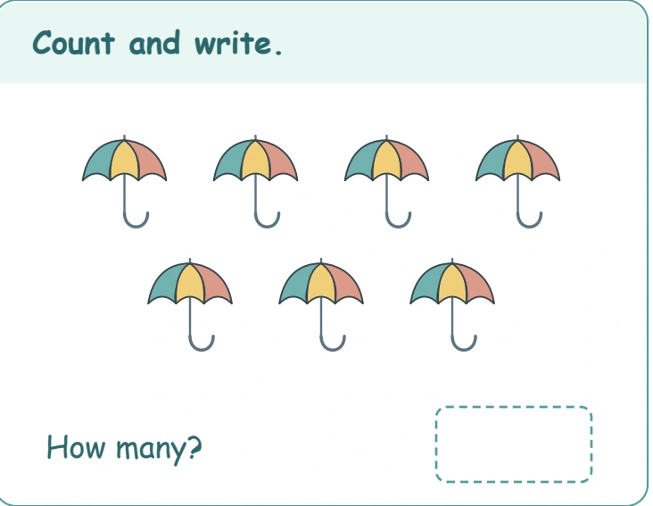 An umbrella attendance report records seven again Seven smaller umbrellas over the blank lower response box