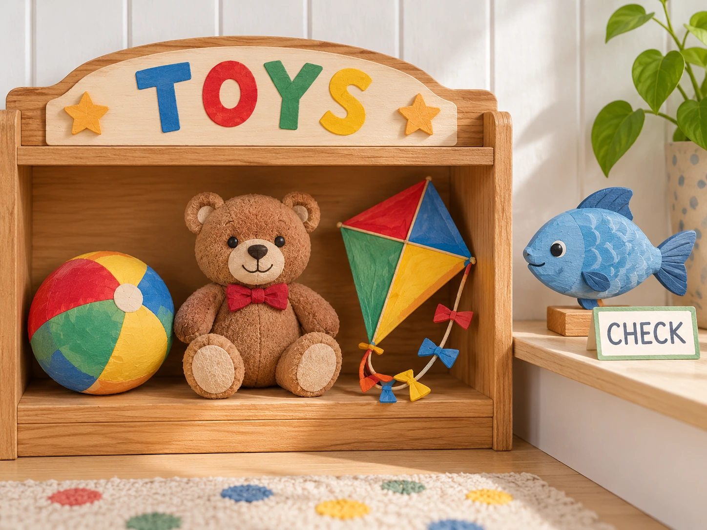 A TOYS shelf and a fish that needs a category check