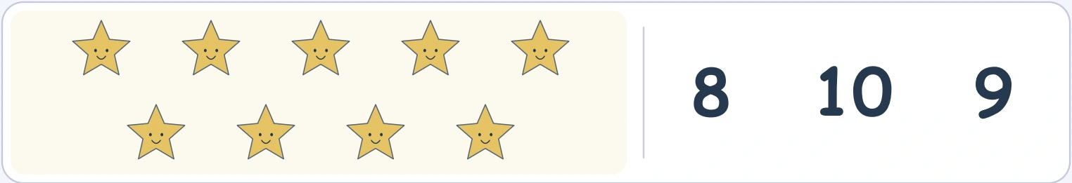 The star response breaks a middle-choice habit Nine smiling stars in five-and-four formation with options 8, 10 and 9