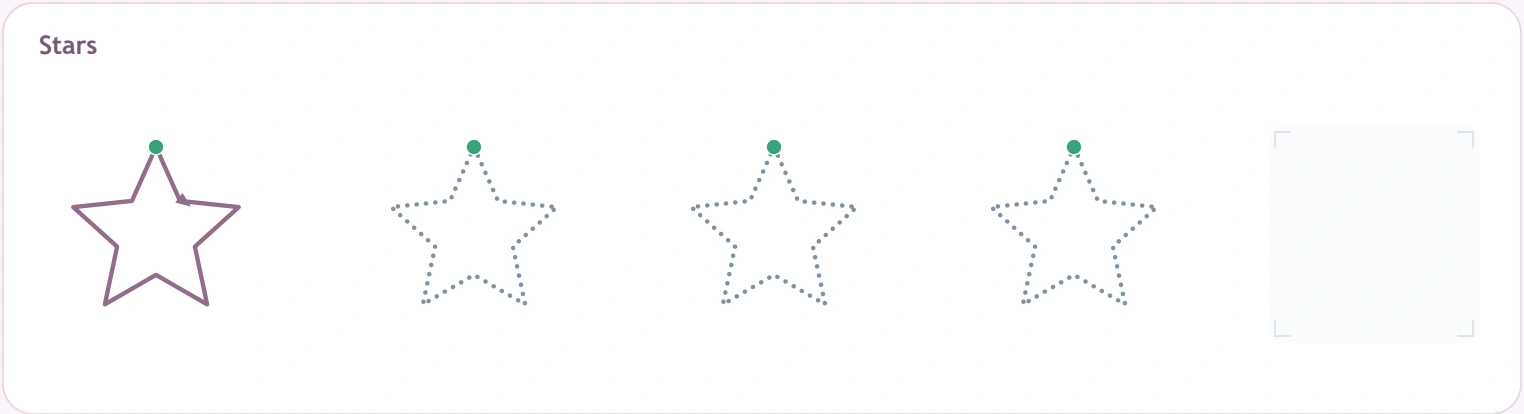 A star changes between outward points and inward joins Five-point star model and three dotted star boundaries