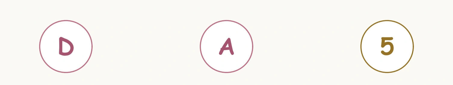 Number Letter Switching — top printed trail positions D, A and 5 appear across the highest row of circles.