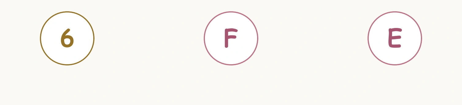 Number Letter Switching — finishing trail row The lowest printed row contains 6, F and E.