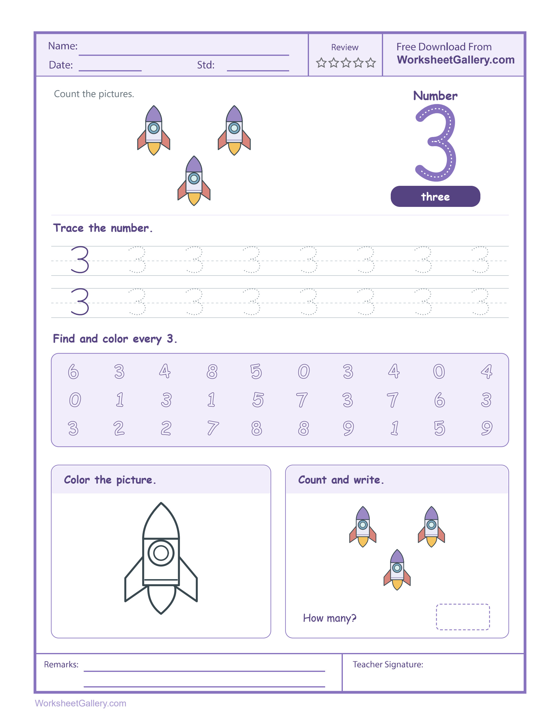 Number 3 Worksheet: 4 Brilliant Rocket Mission Wins