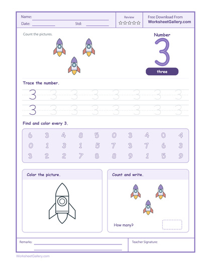 Number 3 Worksheet: 4 Brilliant Rocket Mission Wins