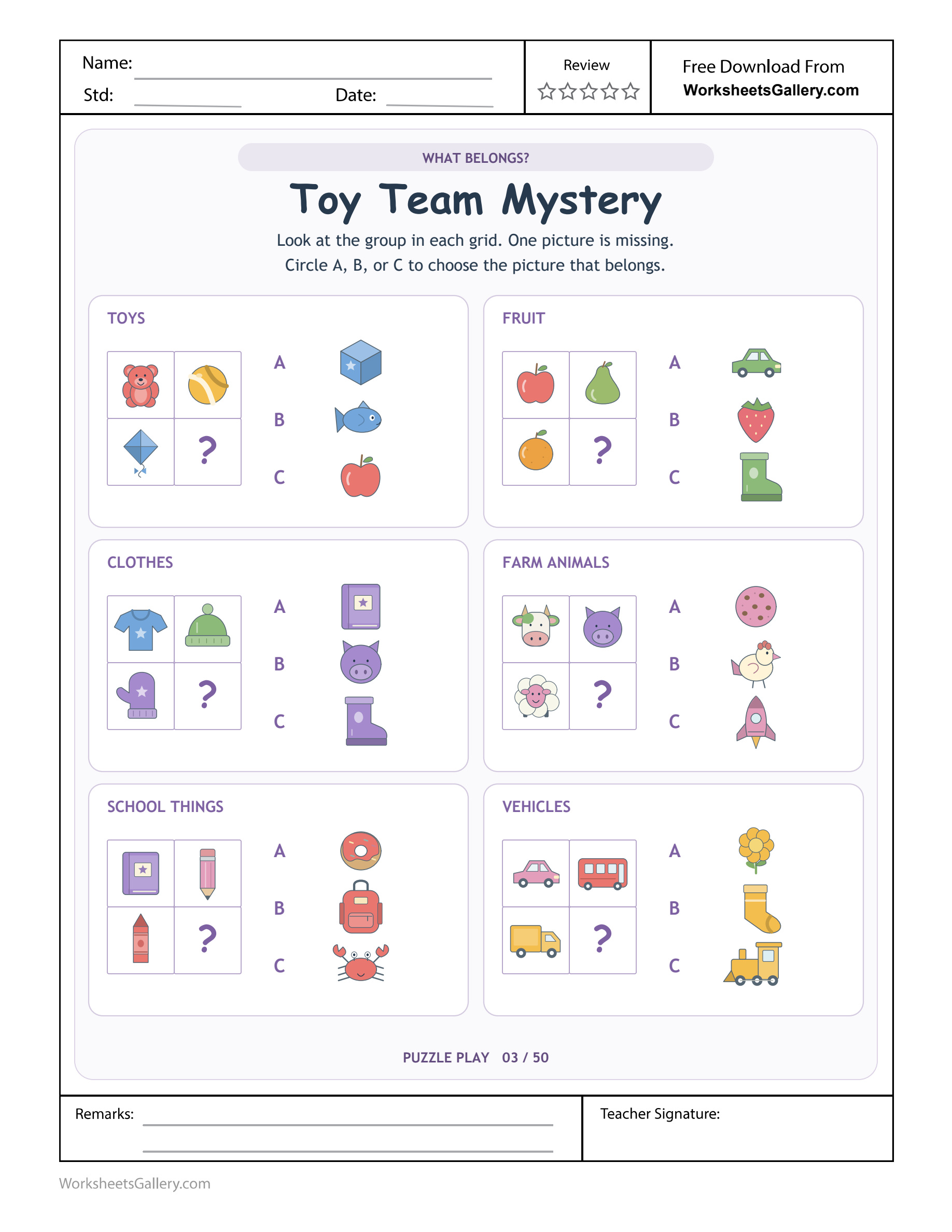 Toy Team Categories: 6 Clever Picture Group Mysteries
