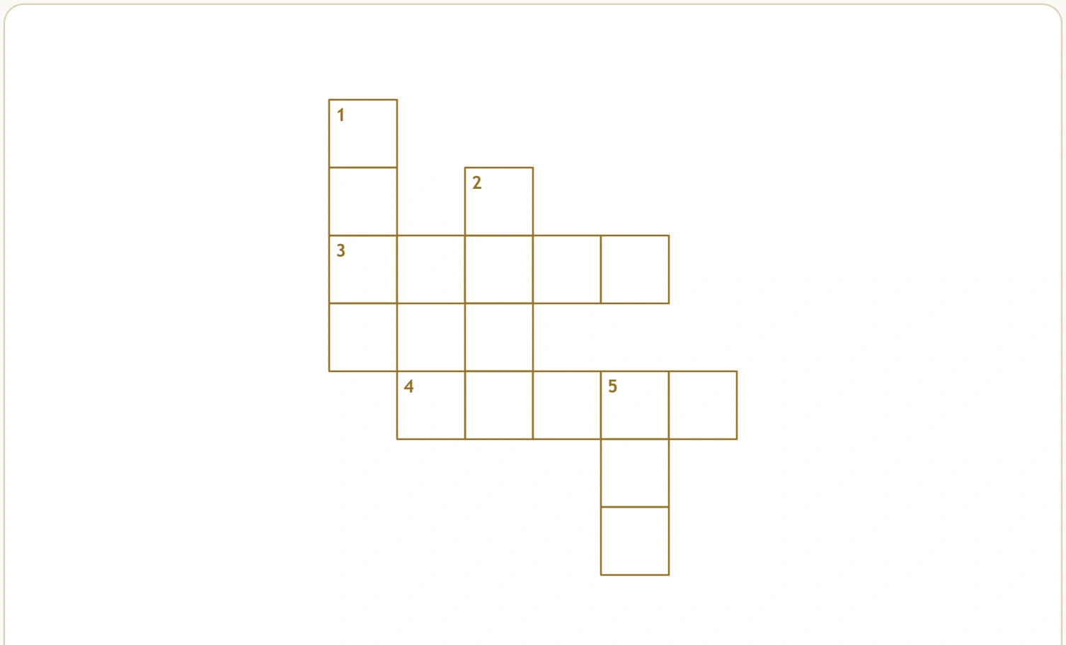 The toy crossword preserves its numbered starts and connected empty letter cells.