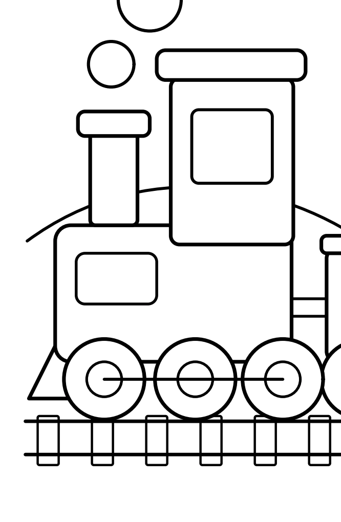 Locomotive cabin chimney front panel and large wheels