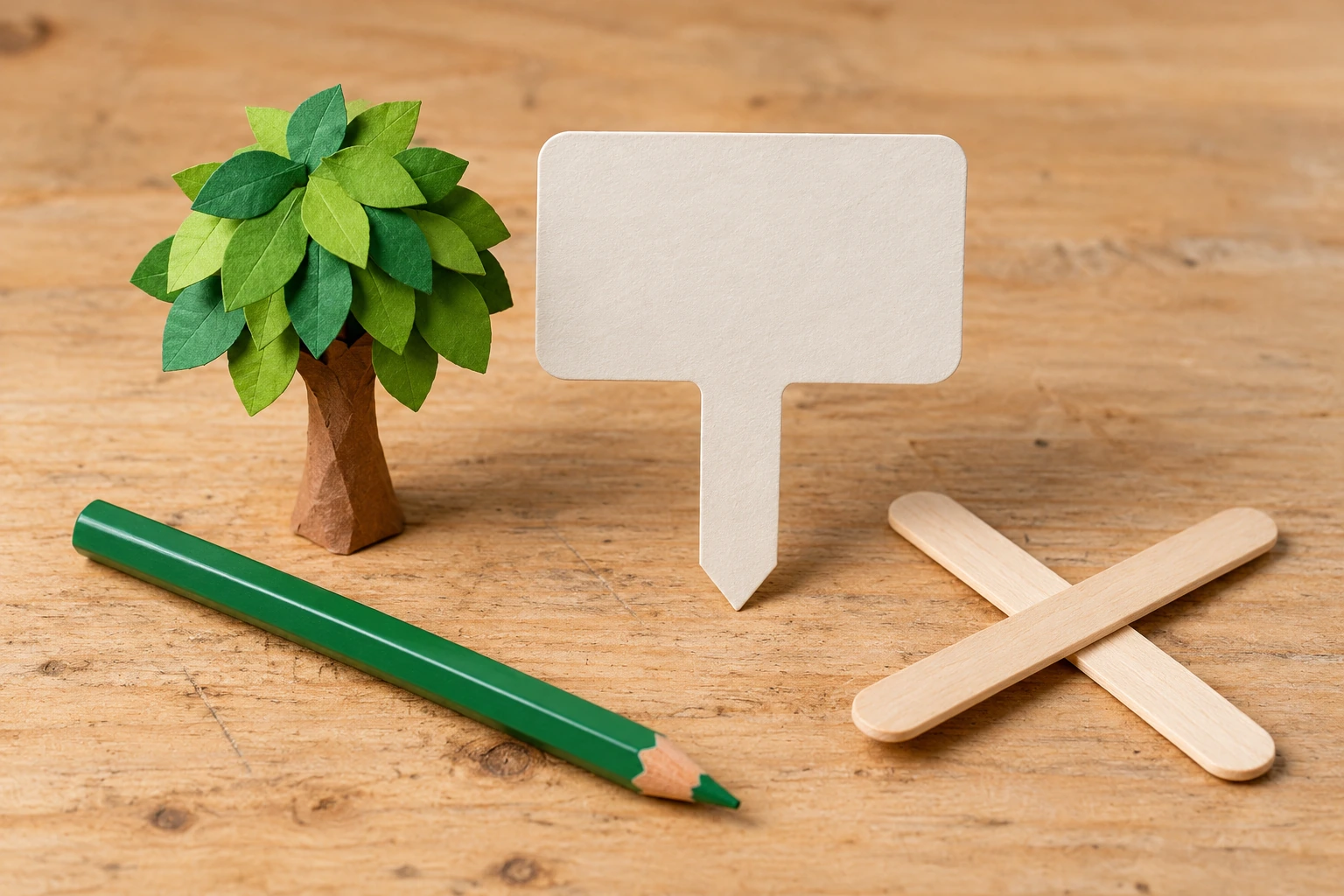 Handmade tree learning props with unprinted writing materials for a Tt story