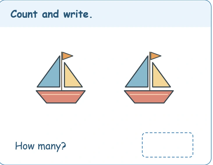 Two colored sailboats above the blank amount box in the lower-right activity