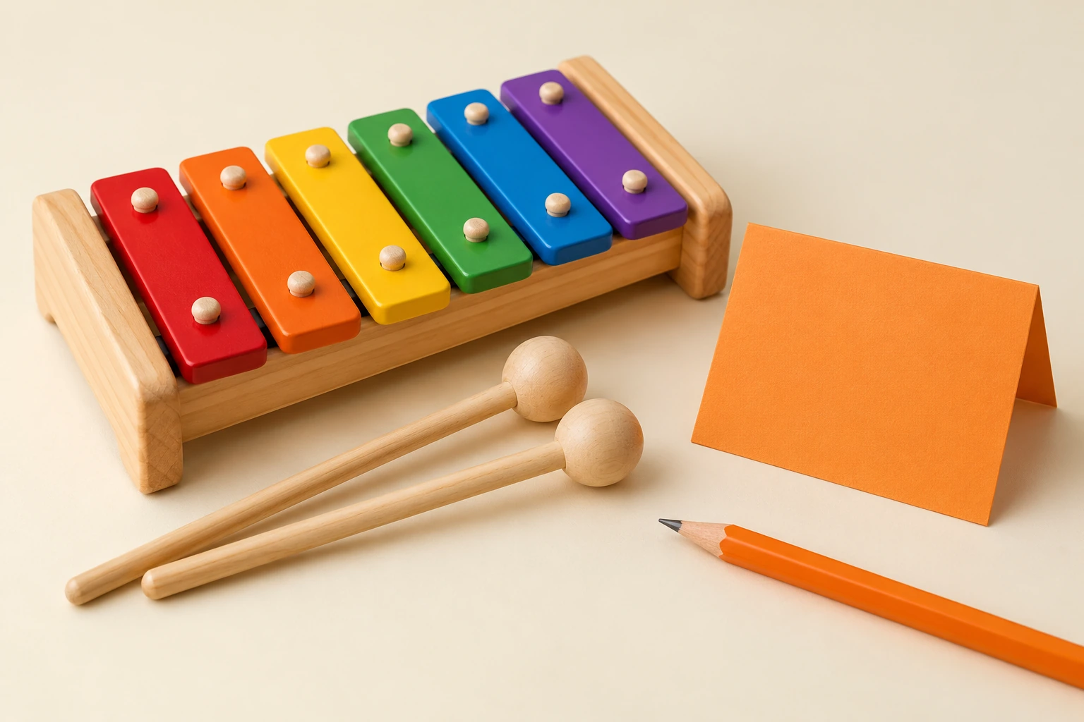 Handmade xylophone learning props with unprinted writing materials for a Xx story