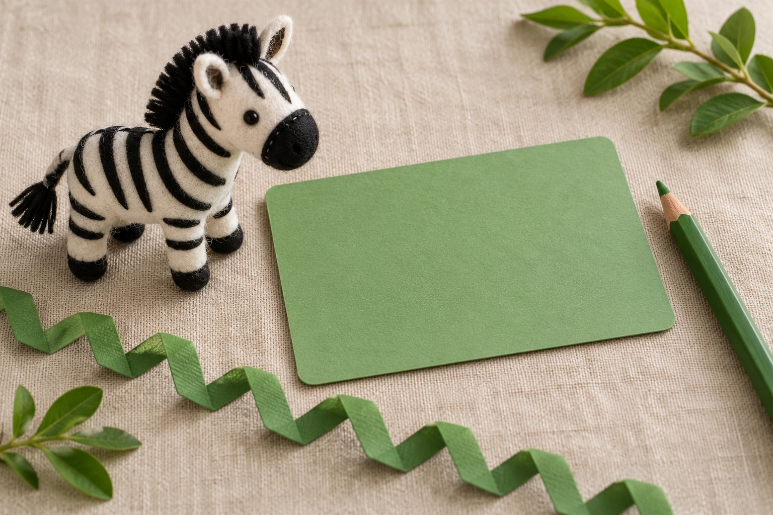 Handmade zebra learning props with unprinted writing materials for a Zz story