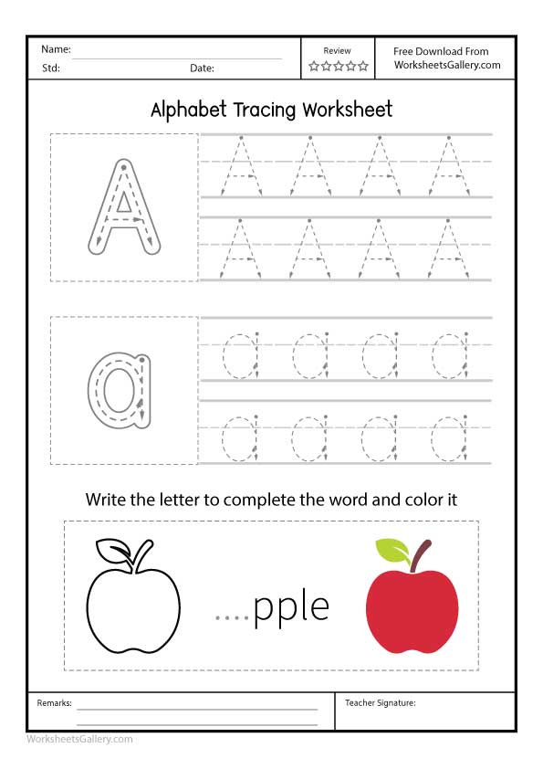 Alphabet Tracing Worksheet – Letter A (Free PDF Download)