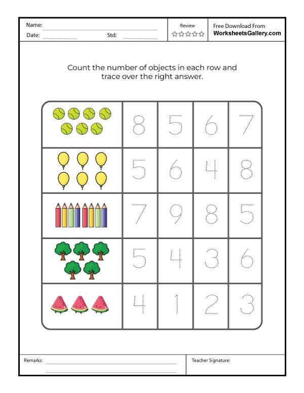 Number Counting & Circle the Correct Number Worksheet for Kids
