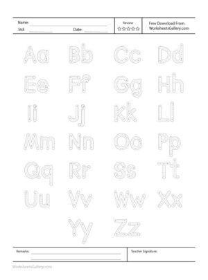 A developmentally appropriate copy of the manuscript letters A-Z in uppercase and lowercase and instructional arrows to guide young writers with proper pencil grasp and letter formation for preschool writing practice.