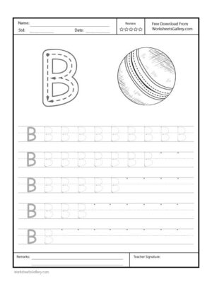 Capital Letter B Free Printable Worksheet for Preschool