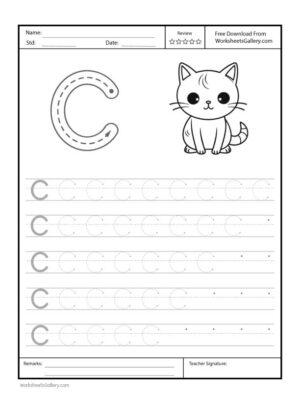 Capital Letter C Free Printable Worksheet for Preschool