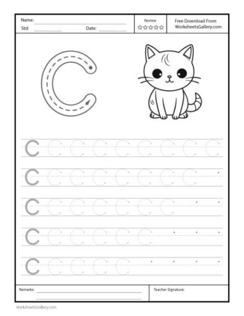 Capital Letter C Free Printable Worksheet for Preschool