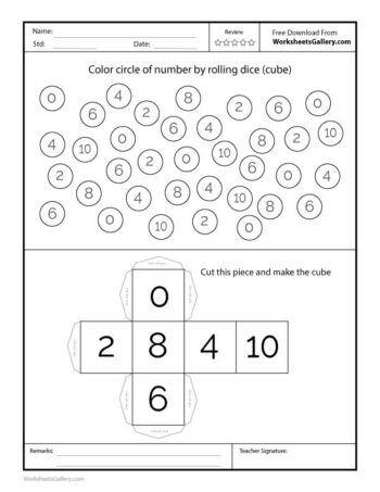 Color the Circle of Even Numbers by Rolling the Dice (Cube)