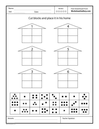 Cut and Place Number On right Place Free Printable Worksheet