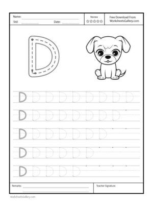 Capital Letter D Free Printable Worksheet for Preschool