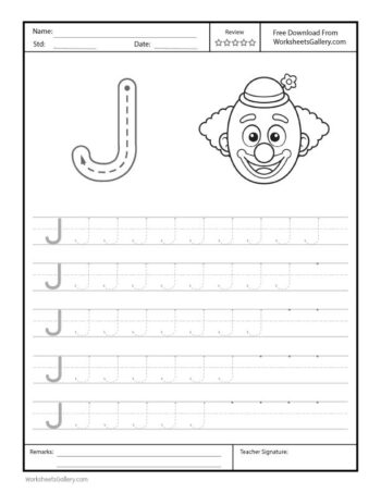 Capital Letter J Free Printable Worksheet for Preschool