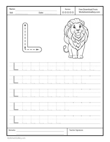 Capital Letter L Free Printable Worksheet for Preschool