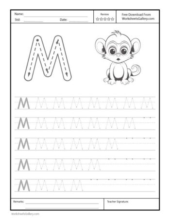 Capital Letter M Free Printable Worksheet for Preschool