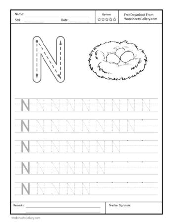 Capital Letter N Free Printable Worksheet for Preschool