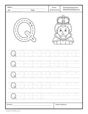 Capital Letter Q Free Printable Worksheet for preschool