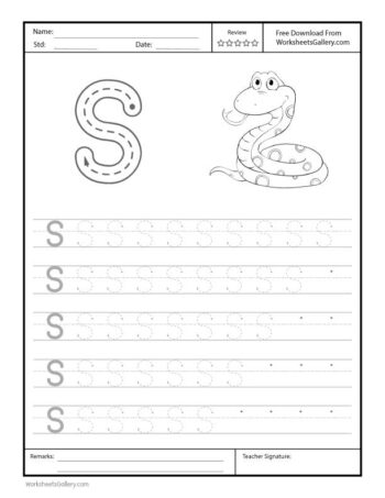 Capital Letter S Free Printable Worksheet for Preschool