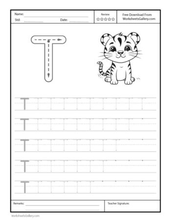 Capital Letter T Free Printable Worksheet for Preschool